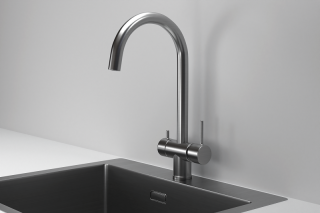 Смеситель для кухни Granula Kitchen Space 7104, СТАЛЬ САТИН